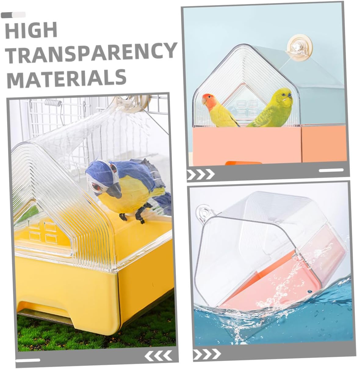Gadpiparty 2pcs Parrot Bath Tub with Drawer Design, Hanging Bird Bath Box for Cage, Small Parakeet and Conure Bathing Accessories, Pink and Yellow Pet Bird Bathtub for Indoor Use