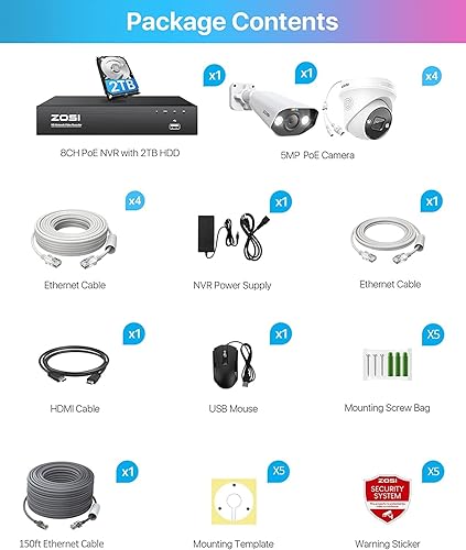 Miniatura 2 de ZOSI Sistema de cámara de seguridad PoE de 8 canales 4K Spotlight con detección de vehículos personales audio de 2 vías visión nocturna a color NVR