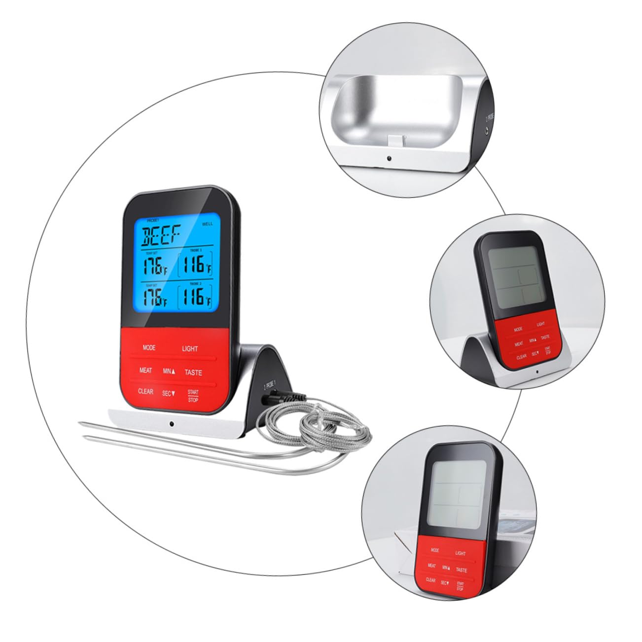 LABRIMP Thermomètre à Viande sans Fil pour Barbecue et Fumage Sonde de Cuisson 20 M de Portée Design Orange Unique