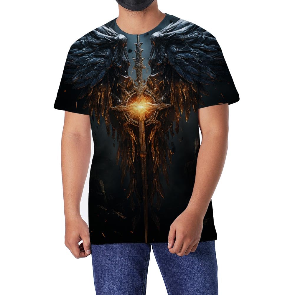 EDGMMMen's T-Shirt Men 3D Cool Graphic Short Sleeve Tee Shirts S-3XL