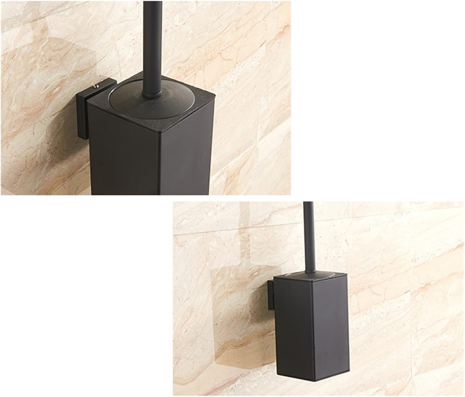 Stainless Steel Plastic Toilet Brush Holder Black Hardware Hanger Toilet Plunger (Black)