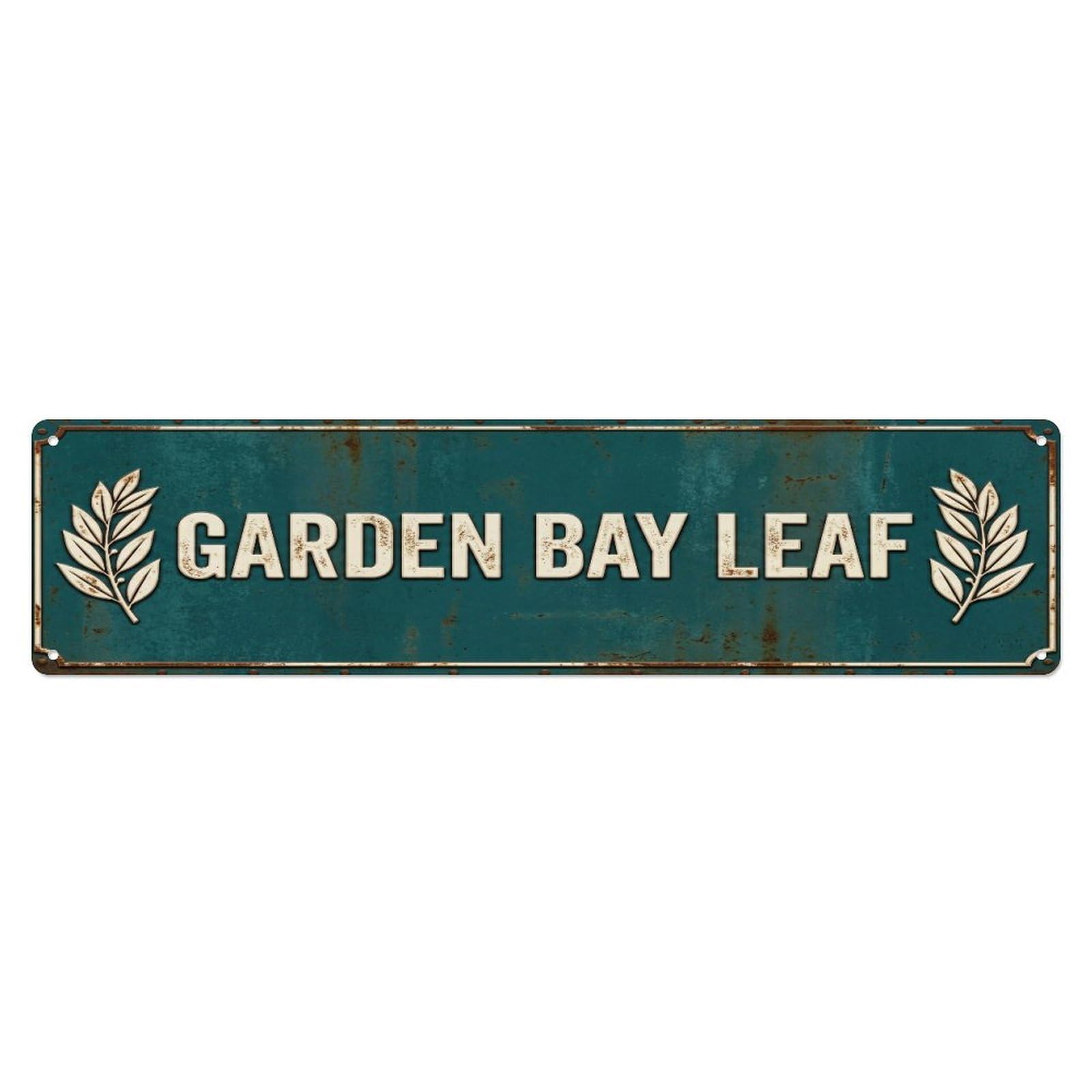 Metal Tin Sign GARDEN BAY LEAF Vintage Herb Rustic Farmhouse