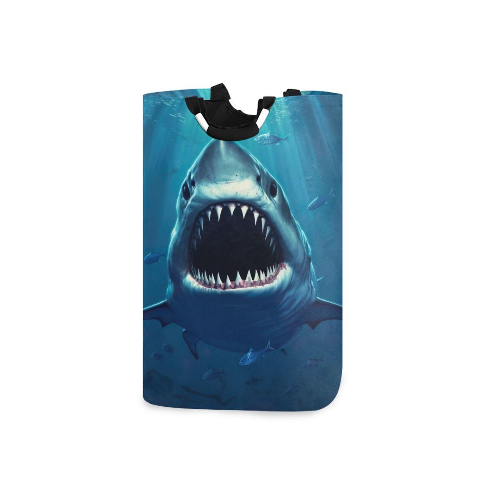 FLildon Laundry Basket Big Shark Collapsible Clothes Hamper, Waterproof Nursery Storage Bin with Handle Clothing Baskets for Bedroom Bathroom