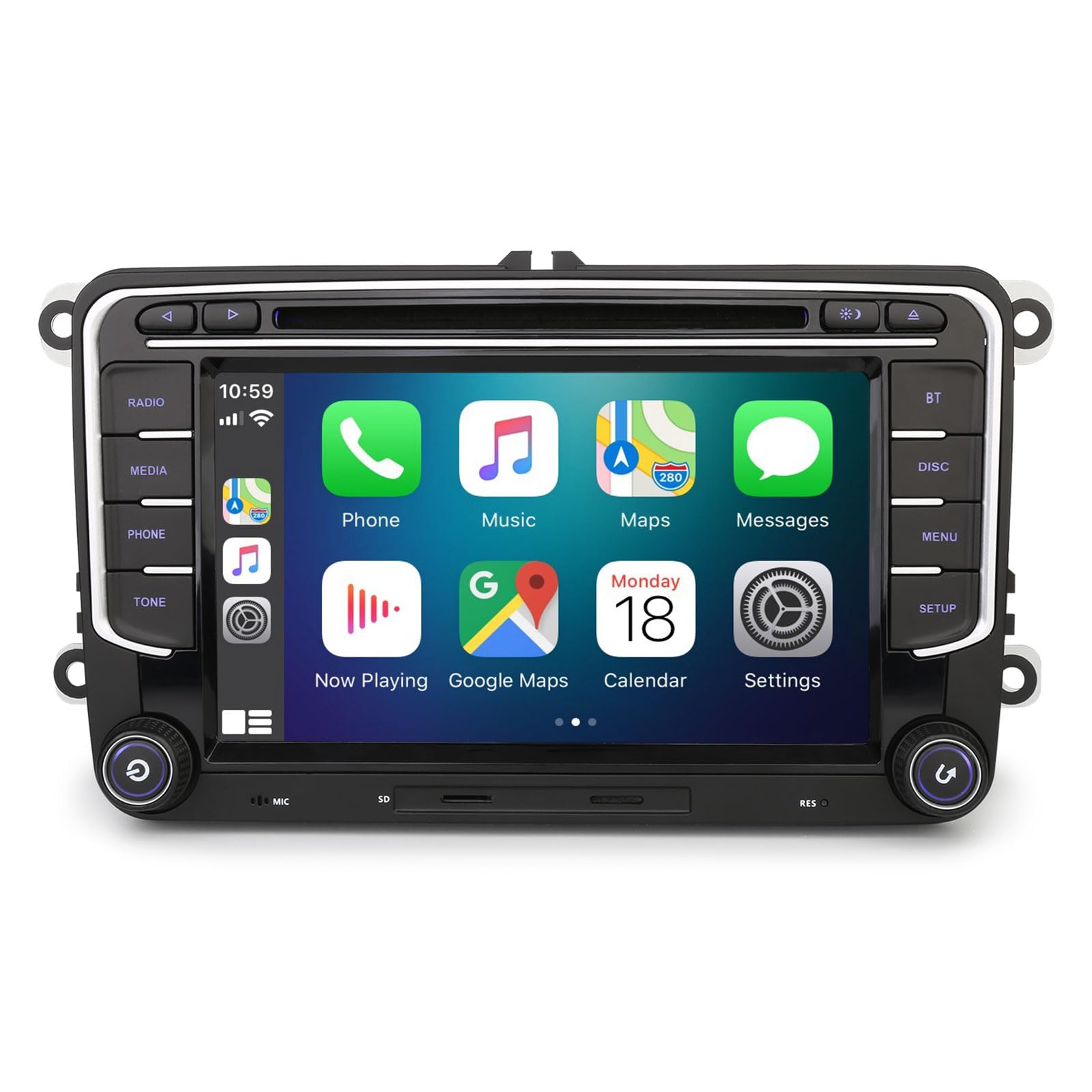 Linux 7-calowe radio cyfrowe DAB Plus radio samochodowe do VW Caddy Polo 6R Crafter Transporter T6 Amarok, Skoda Yeti, zintegrowany odtwarzacz CD Bluetooth 5,1 CarPlay Android Auto DVD FM RDS Canbus