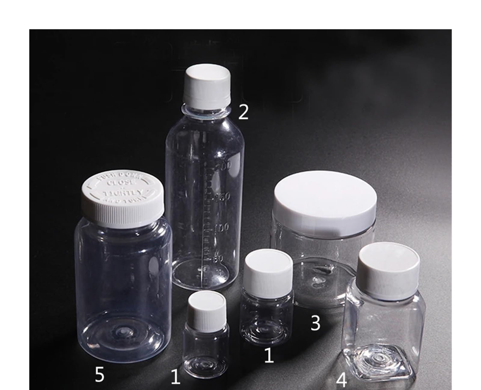 Transparente Probenflasche aus PET-Kunststoff, Probenfläschchen aus Polyester, fünf Typen (1,2,3,4,5)(Type4 80mL 20pcs)