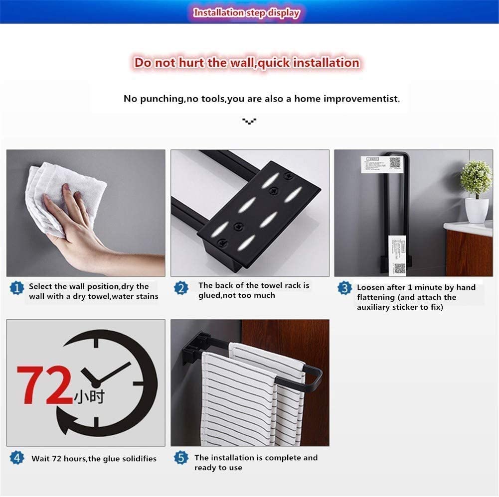 Rack Toallas Toallero Plegable De Aluminio Espacial, Baño Negro, Montado En La Pared para Cocina Accesorios De Baño