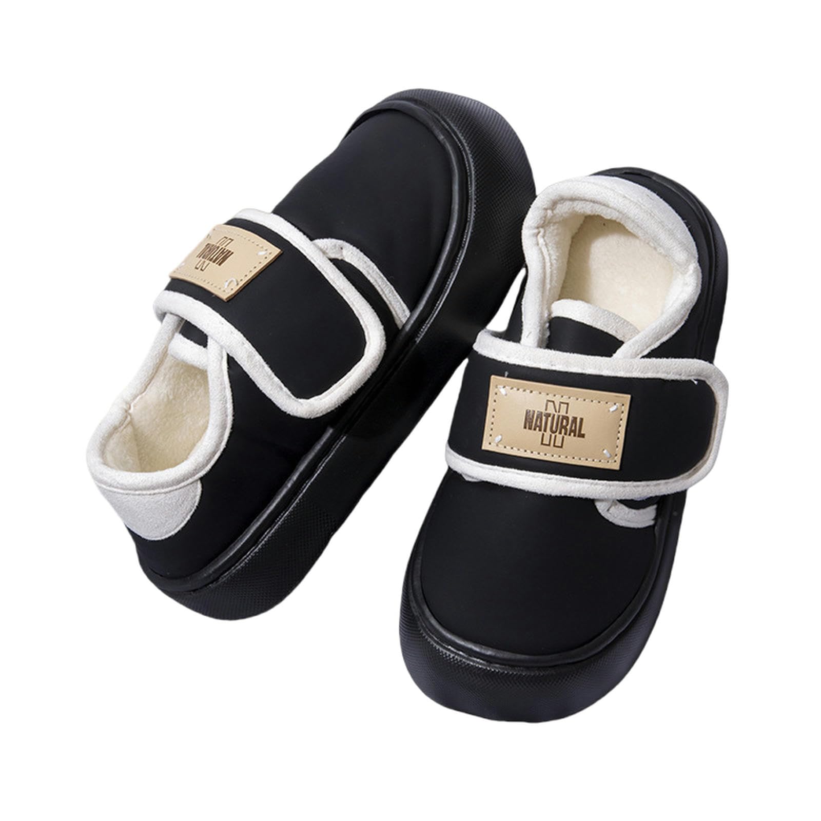 Zapatillas Mensas Acogedoras De Espuma De La Memoria Zapatillas Deslizamiento Informal En La Casa Cálida Zapatos Al Aire Libre De Interior Fieltro-negro-40-41