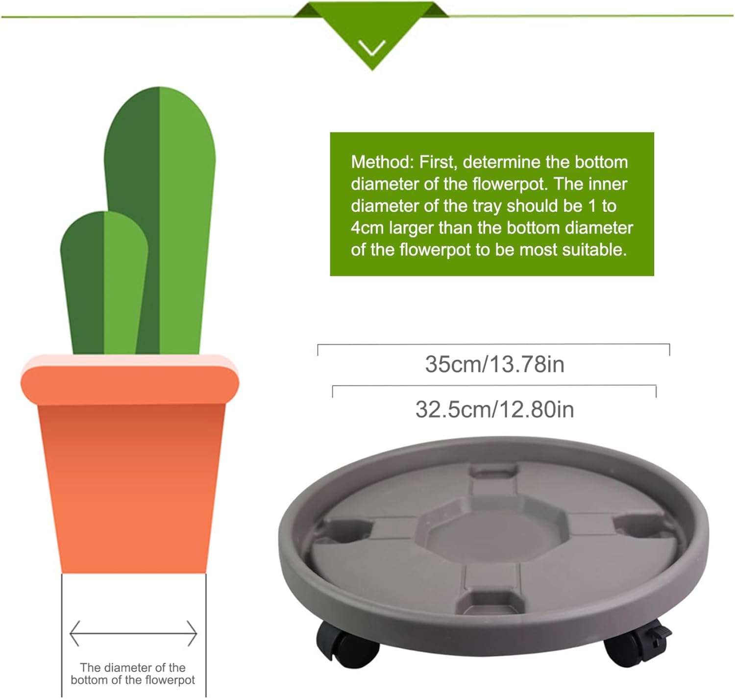 Plant Caddy with Wheels, Plastic Plant Stand Outdoor Strong Load Capacity Pot Roller for Flower Pots, Grey