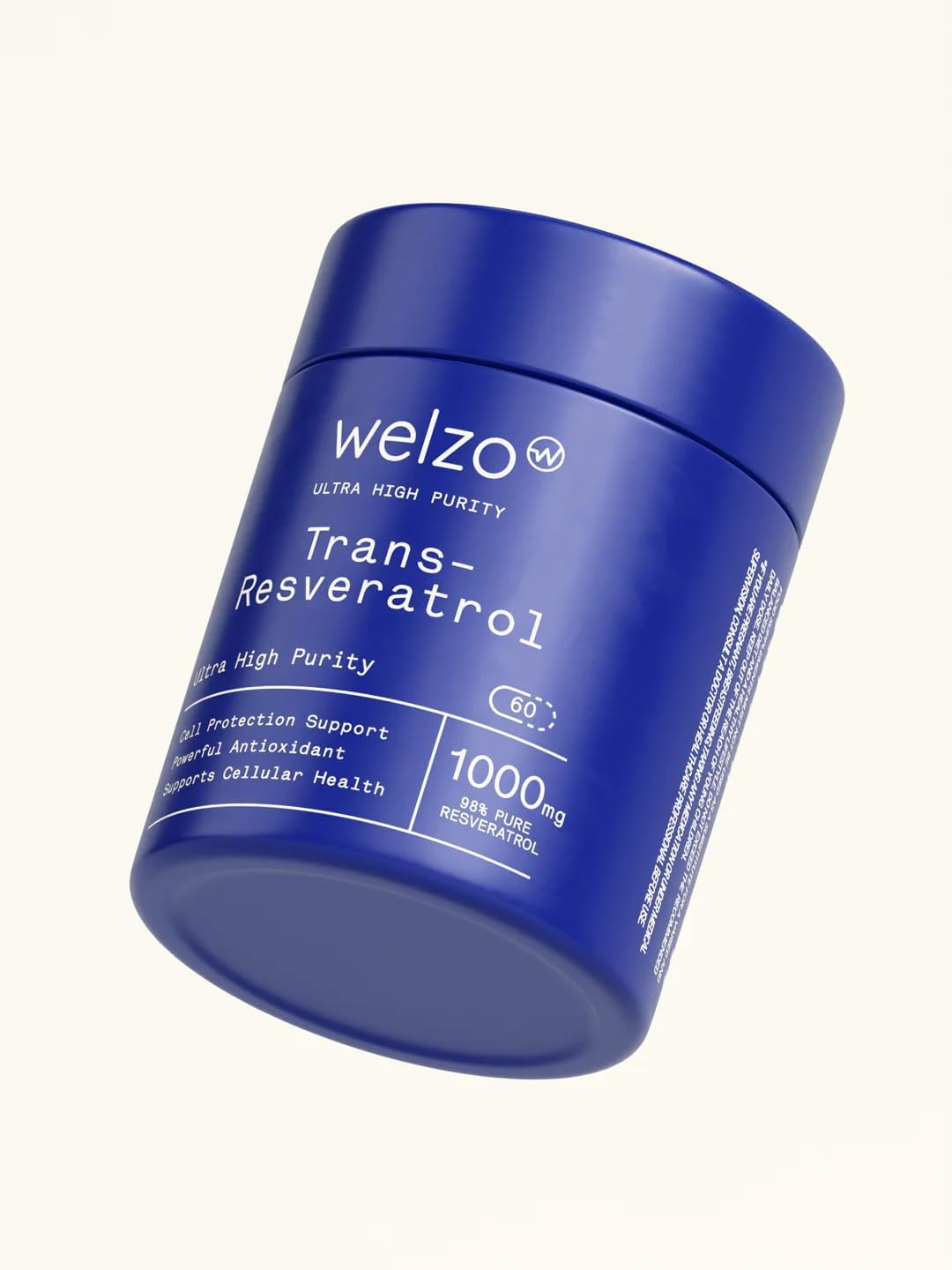 Welzo Ultra-Hochreines Trans-Resveratrol 1000mg Kapseln | 98% Standardisierter Japanischer Staudenknöterich-Extrakt | Vegetarische Kapseln | 60 Stück