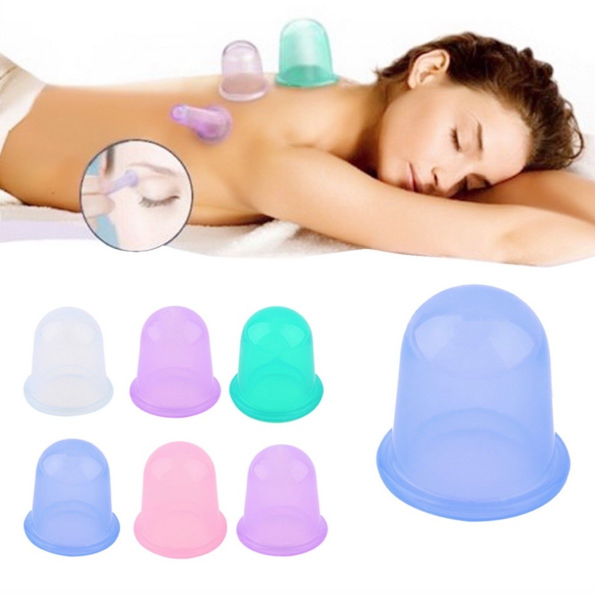 Pack of 2x Family Body Massage Helper Anti Cellulite Vacuum Silicone Cupping Cups Health Care Relaxation Massager M size(2.16'*2.13')
