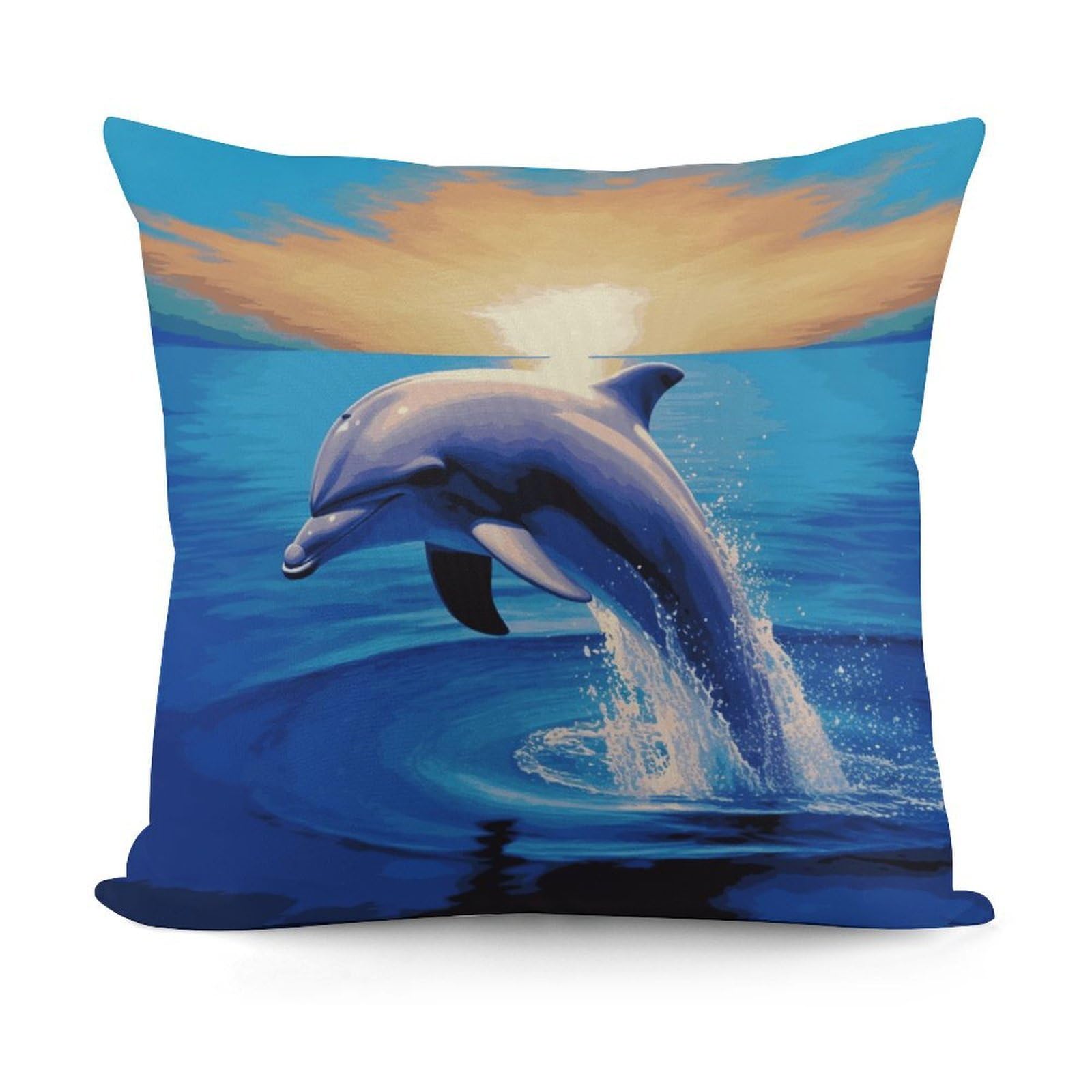VstaDank Decorative Elegant Dolphin Throw Pillow Covers Luxury Soft Pillowcases Fluffy Plush Accent Pillow Cases Personalized Square Lumbar Pillows Shells for All Seasons 18" X 18"