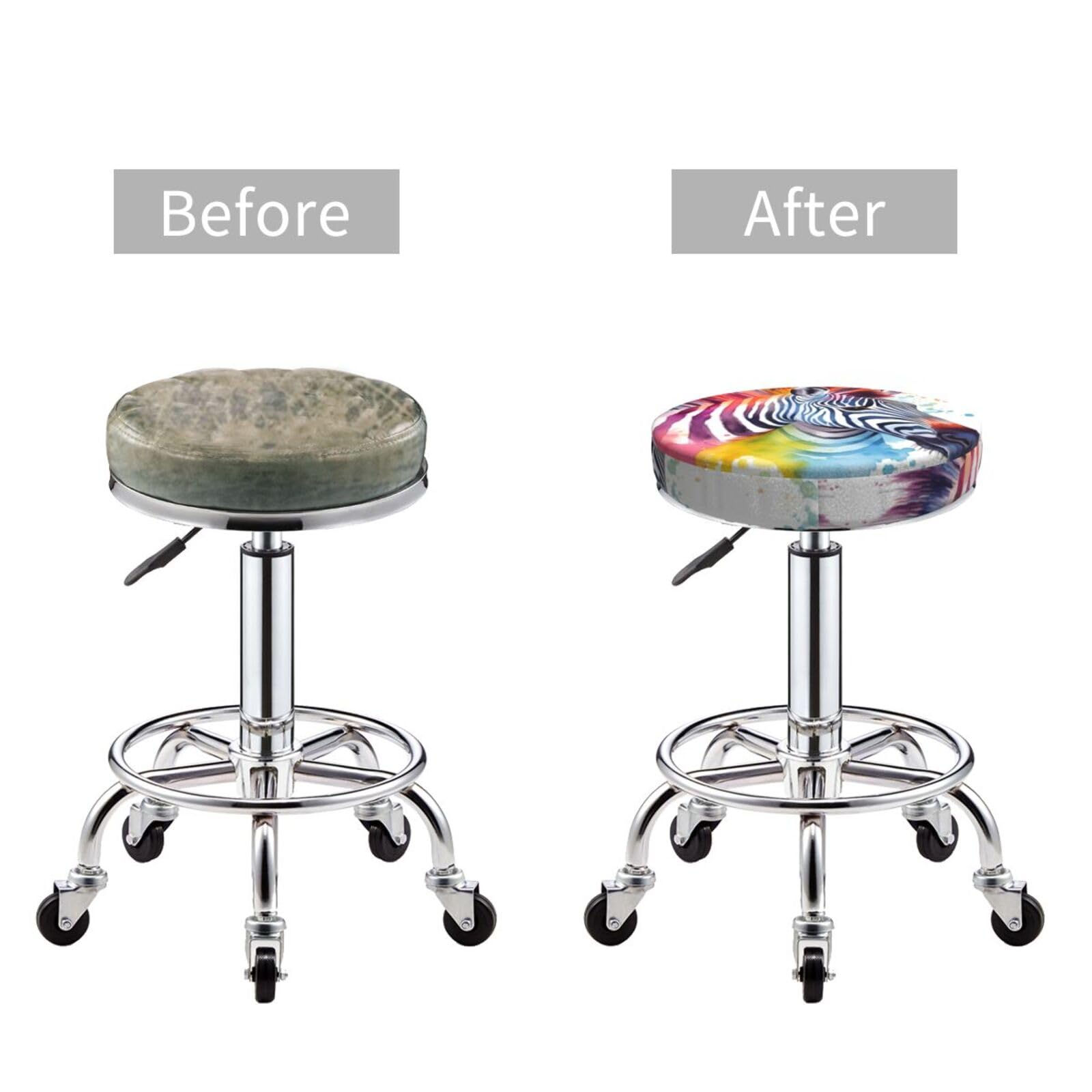 ELFcat Housse De Coussin De Chaise De Bar Ronde Arc-en-ciel Avec Motif