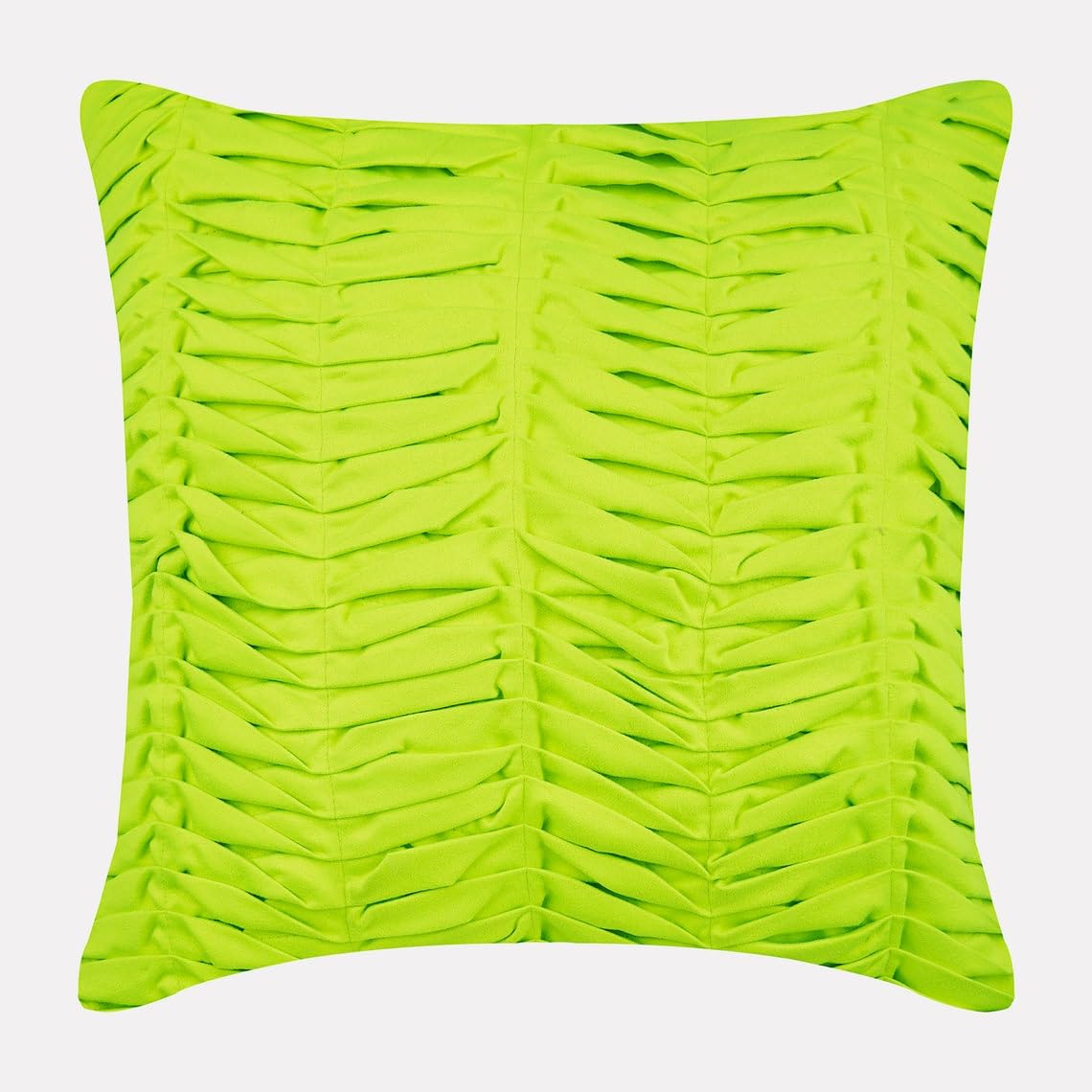 The HomeCentric Lime Euro Shams, 65x65 cm (26x26 inch) Euro Shams, Textured Pintucks Solid Euro Shams, Square Faux Suede Euro Sham, Solid Contemporary Euro Shams, Modern - Lime Wind Folds