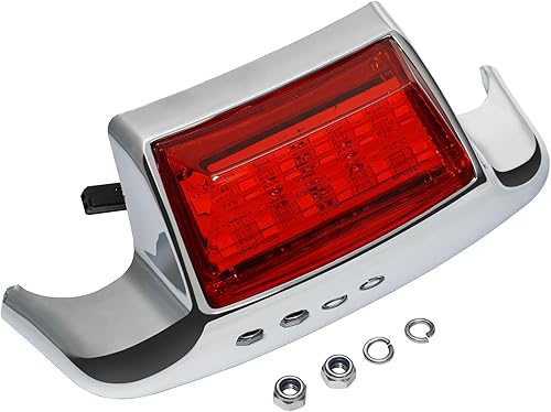 Miniatura 2 de TCT-MOTORPARTS Luz de punta de guardabarros trasera cromada roja para Harley FLSTC Heritage Softail Classic