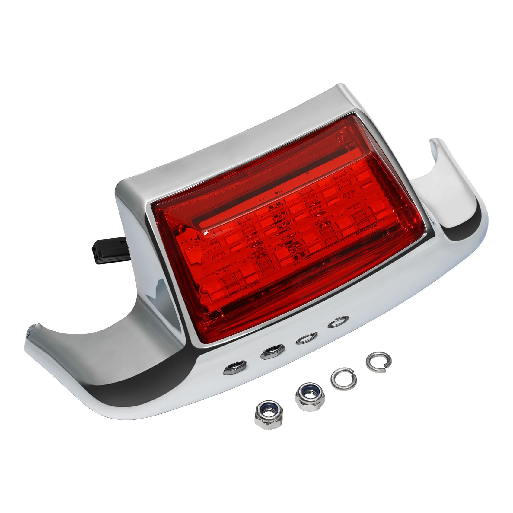 TCT-MOTORPARTS Red Chrome Rear Fender Tip Light Fit For Harley FLSTC Heritage Softail Classic