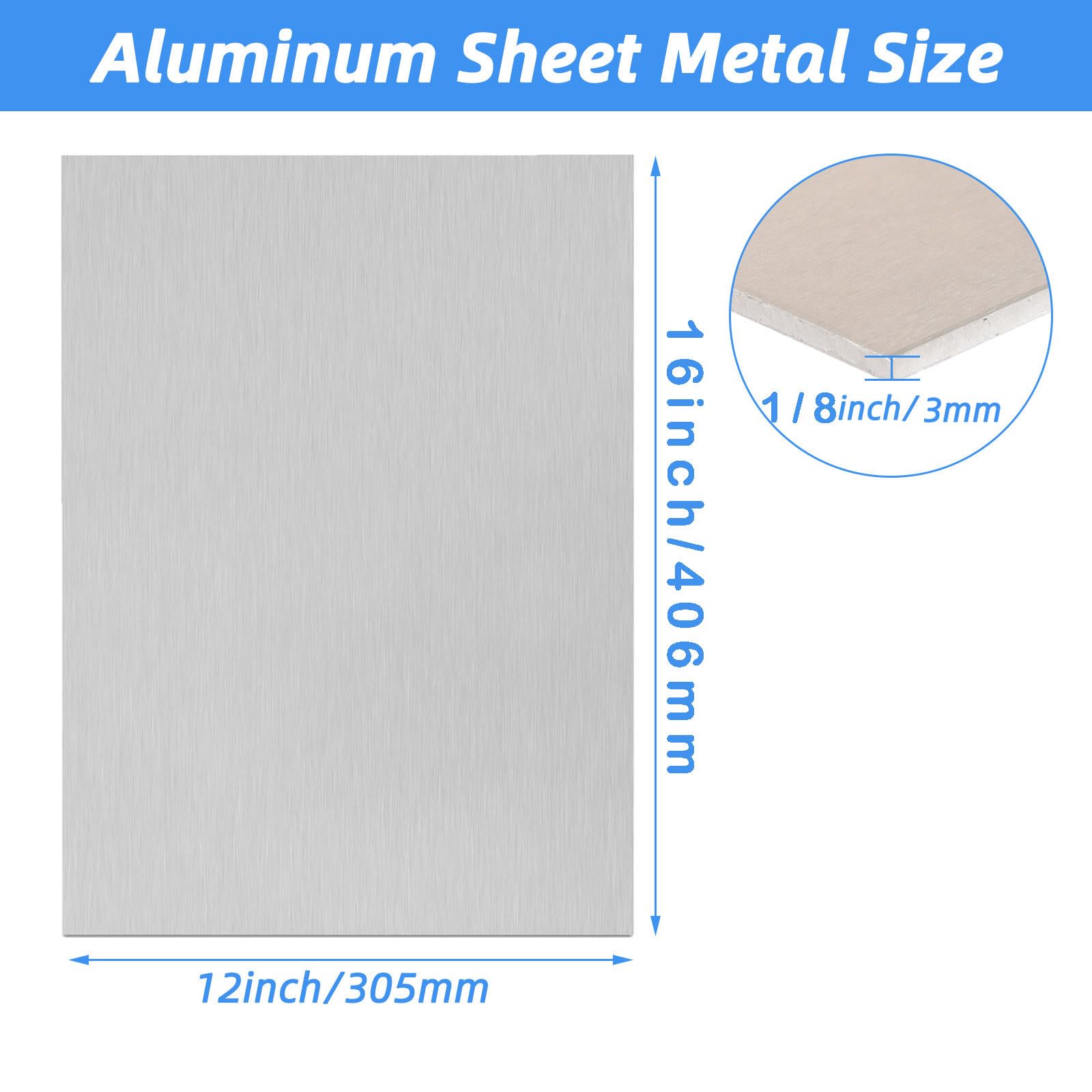 6061 Aluminum Sheet - 1/8 Inch, Silver -2 6061 Aluminum Sheet - 1/8 Inch, Silver -2