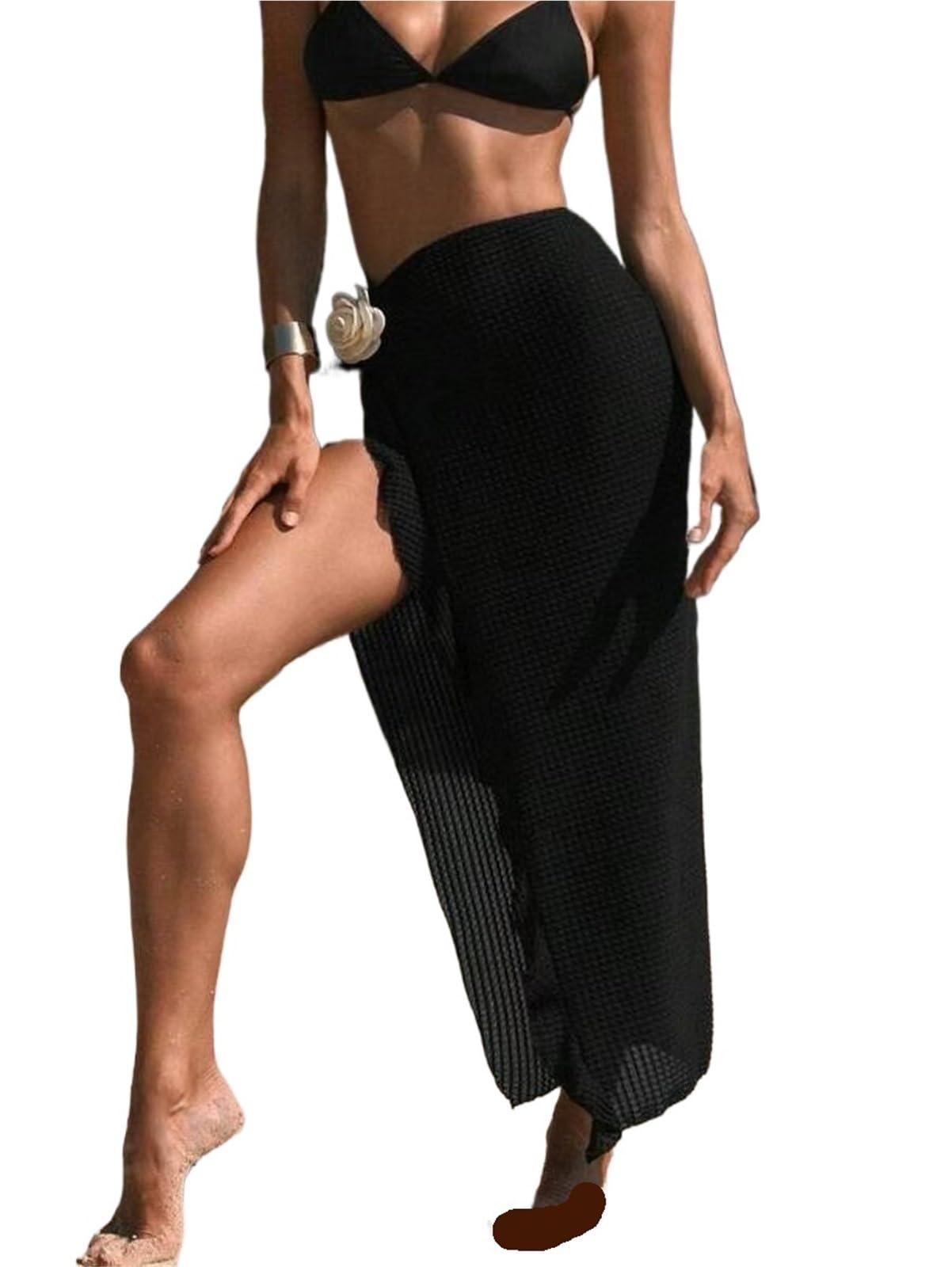 Copricostume Donna Mare Gonna da Spiaggia Tinta Unita, Gonna Lunga da Vacanza al Mare(L)