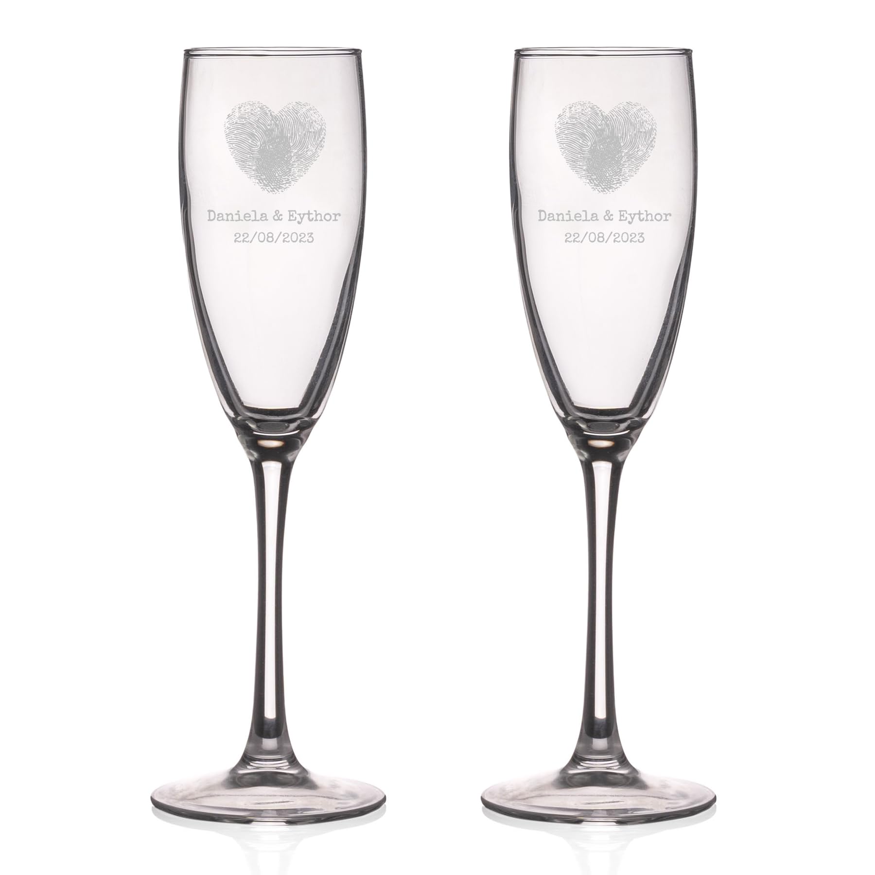 Wanapix | Pack de 2 Copas de Cava Personalizada | Con Nombre o Texto | Copa de Champagne Cristal Grabada a Láser | Boda/Aniversario/San Valentín | 20cl. | Nombres y Fecha| Love Floral