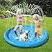 pecute Sprinkler Wasser-Spielmatte Splash(130 * 130 * 10cm), Sprinkler für Hunde Spritz wasserspiel Matte, BPA-freies PVC-Spritz pad, Splash Pad mit rutschfeste einstellbare Wasserhöhe Blau,M
