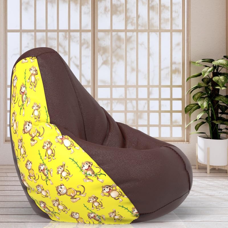 ComfyBean Bag with Beans Filled 5XL- Official: Jack & Mayers Bean Bags - for Adults - Max User Height : 6-6.5 Ft. - Weight : 99-110 Kgs(Model: Monkey - H - Brown Yellow)-picture-31