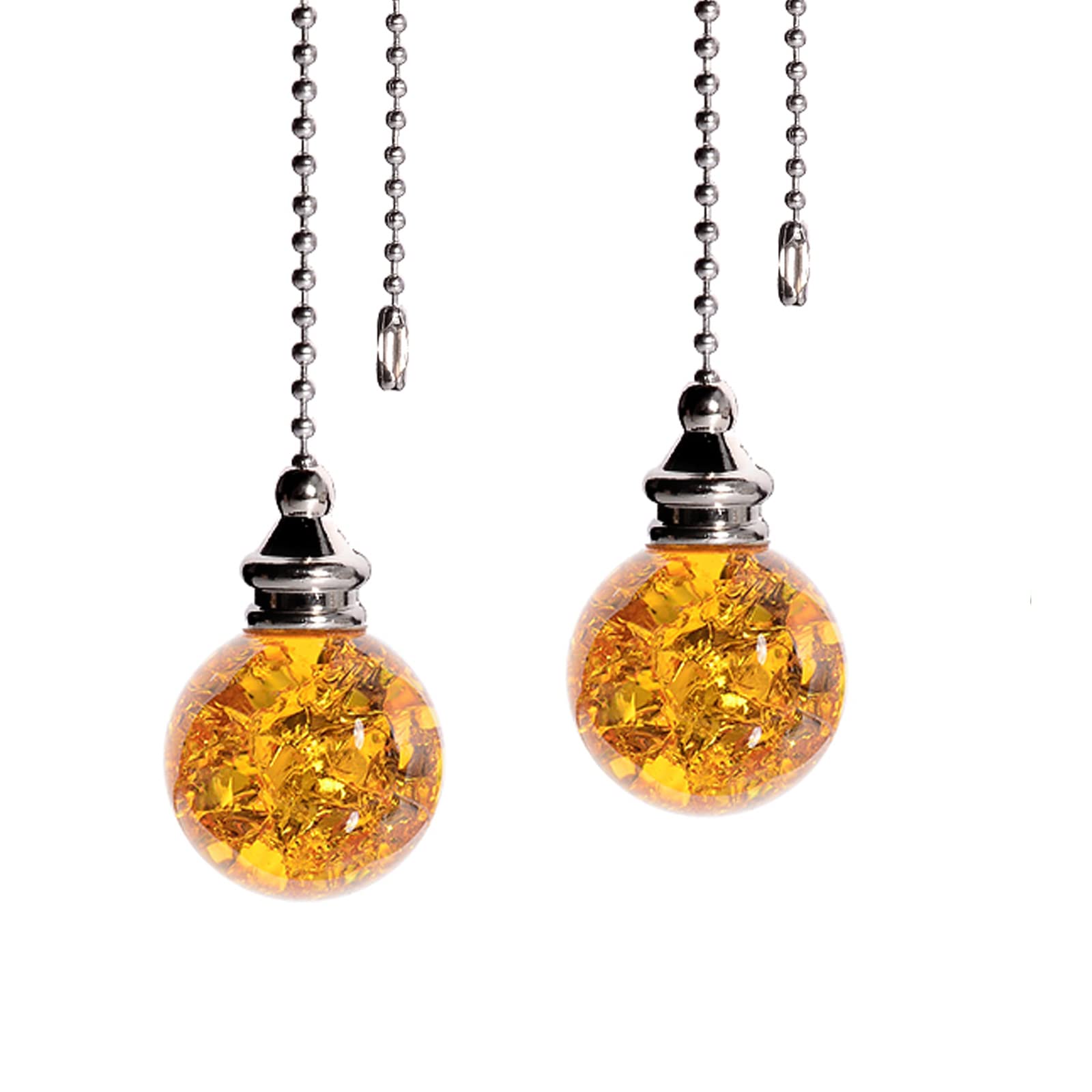 Amber Pull Crystal Glass Ice Cracked Ball Pull Chain for Ceiling Fan Light Decoration - 50cm Extension Chain — image 1