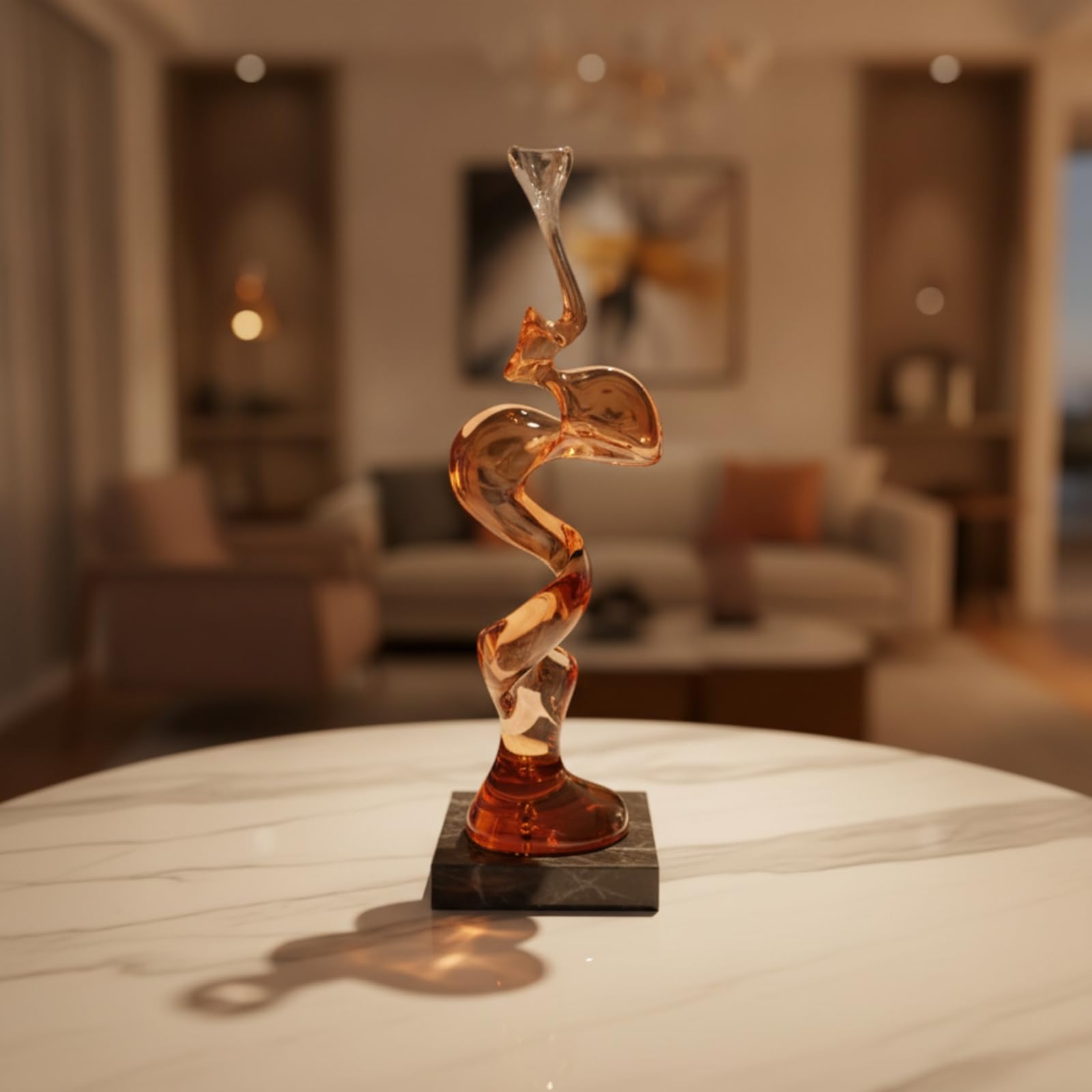 Sculpture avec Socle Transparente, Rouge, 38CM
