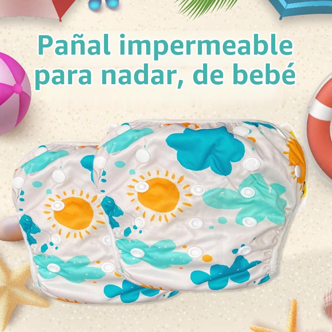 1 pieza Pañales de natación, nuevo, adorable, reutilizable, bañador pañal bebe, pañales piscina bebe, pañal agua para niñas con volantes, para niños pequeños(1-2 años)