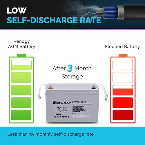 Miniatura 4 de Renogy - Batería de carrito de golf (6 voltios, 260 AH, ciclo profundo, batería Agm, batería