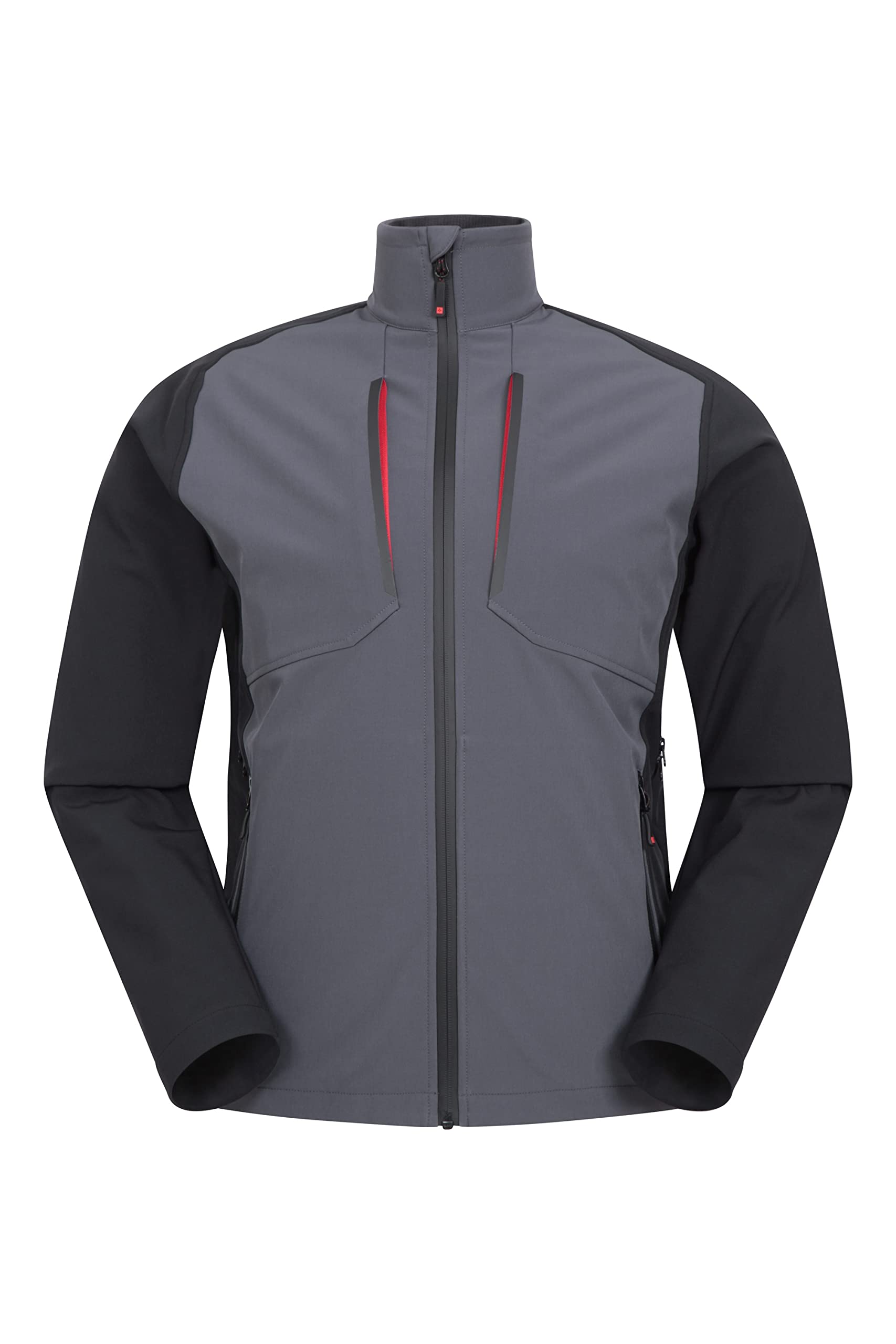 Mountain Warehouse Men's Black Compass Explorer Softshell Jacket - Breathable, Water Resistant, Underarm Zips Rain Jacket -Best For Walking, Outdoors, Hiking, Trekking 3XL Plus