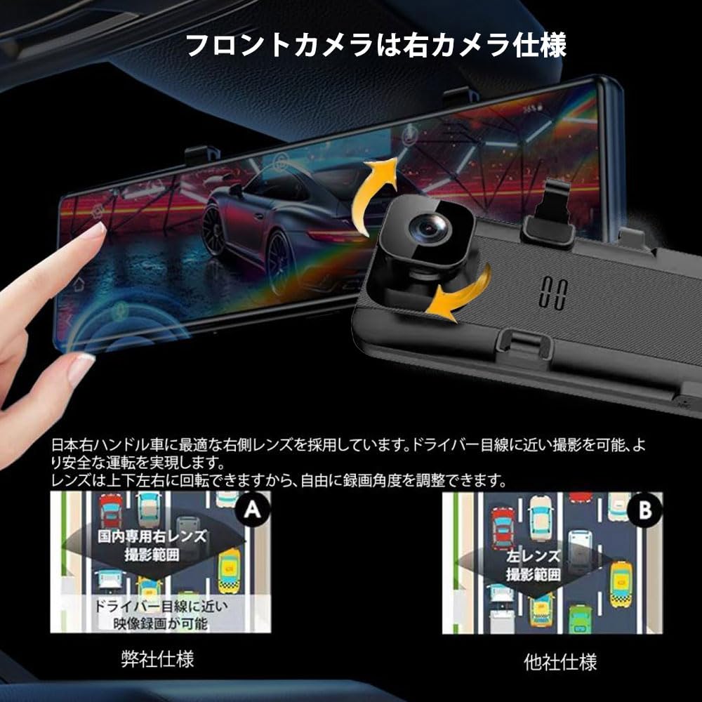 Amazon.co.jp: DOGBOOミラー型ドライブレコーダー ワイヤレスCarplay