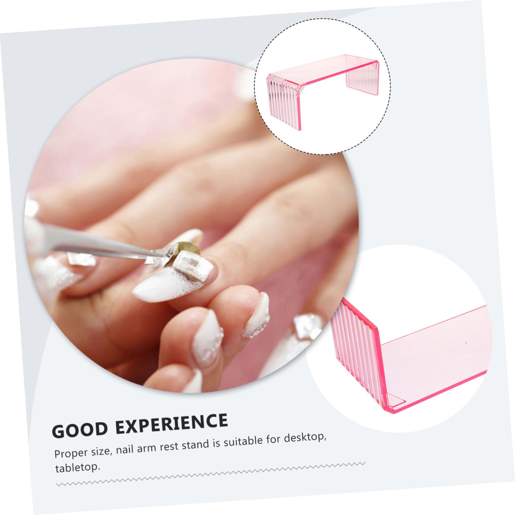 Healeved Supporto per Poggiamano Panna Rosa Unghie in Acrilico Rosa, Cuscino Mani Manicure Sensazione Confortevole e Design Semplice, per Postazione Nail Art DIY