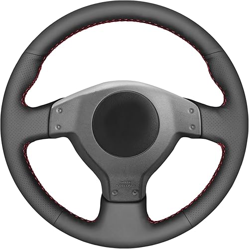 MEWANT Cubierta de volante de automóvil de cuero artificial negra cosida a mano personalizada para Subaru Forester 2005-2008 Impreza WRX (WRX STI)