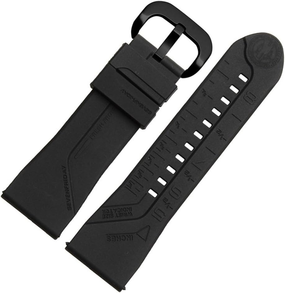 Seven Friday M1 M2 P1 P2 P3 V1 V2 WatchRubber watchband 28mm Watch Strap Silicone (Black)