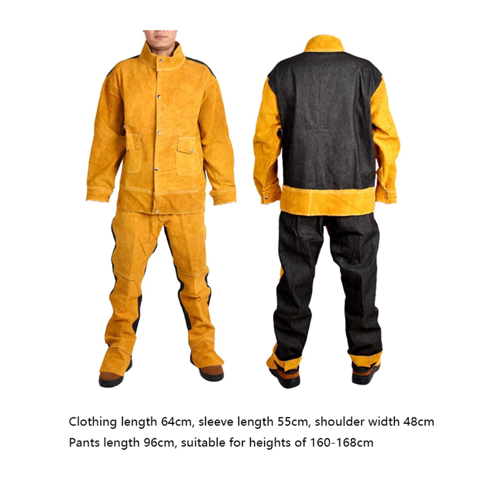 Set di Attrezzatura per Saldatura con Giacca E Pantaloni in Pelle, giallo, l