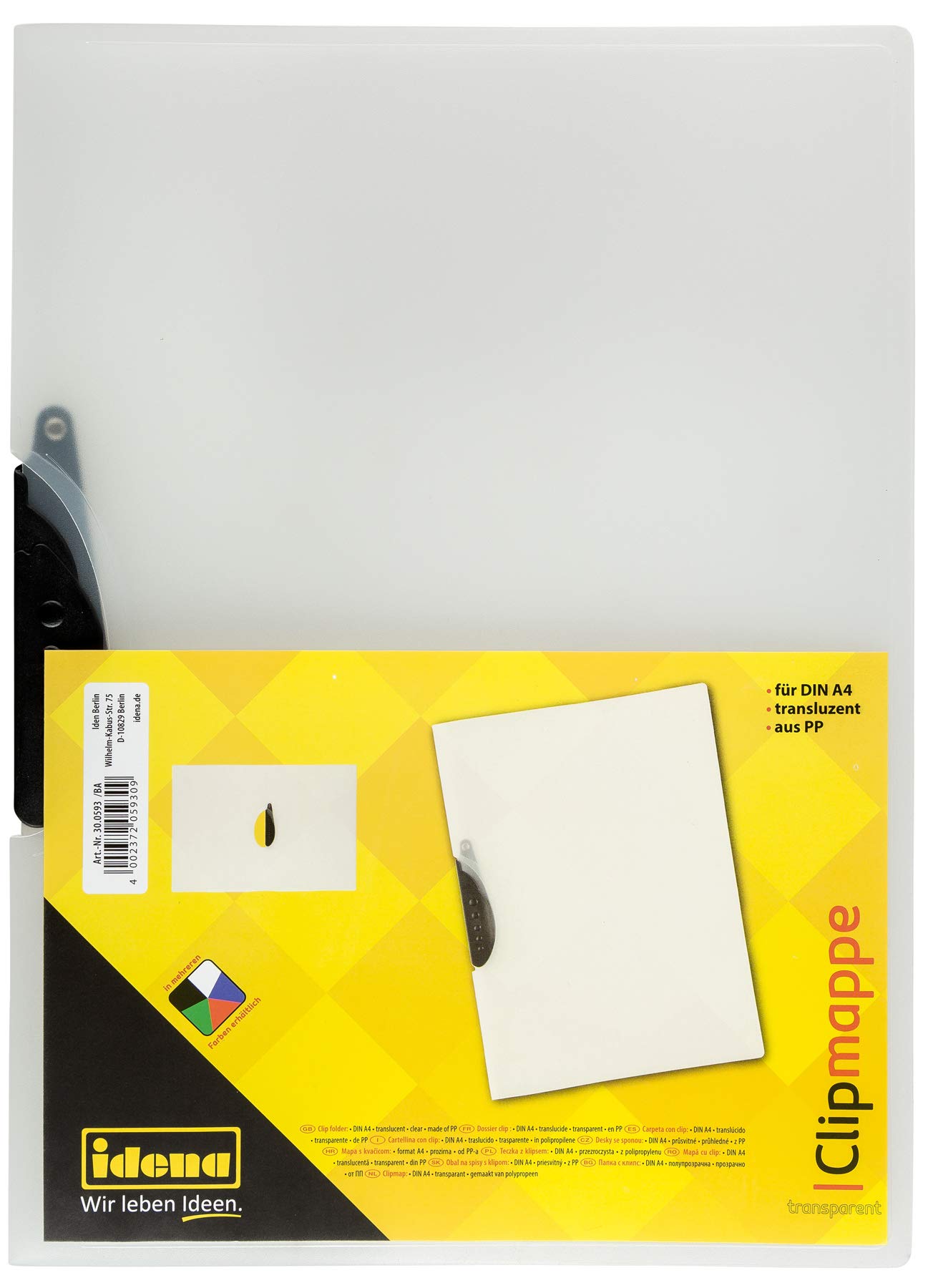Idena A4 Clip Folder Transparent/matt