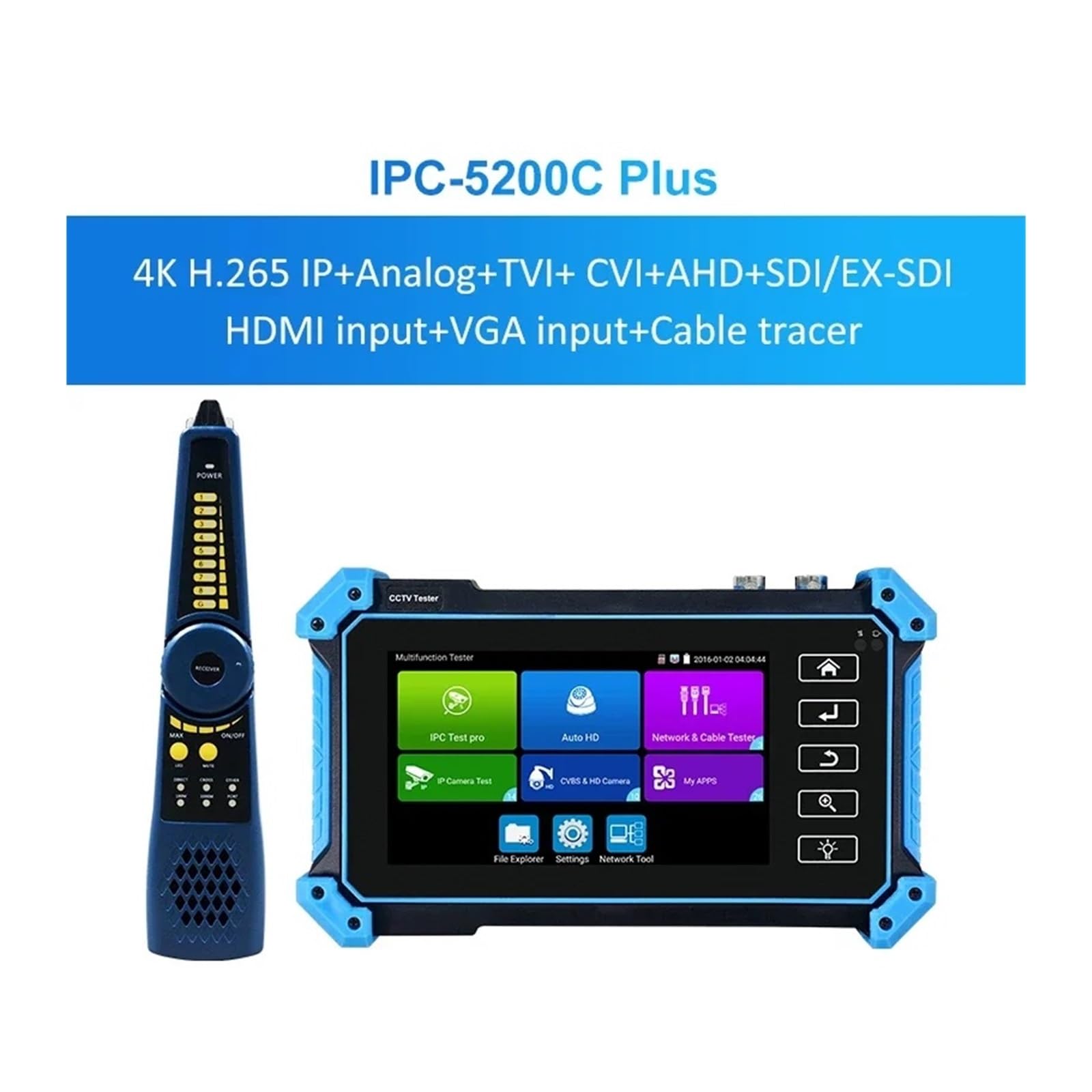 Tester CCTV 5,4-calowy Monitor Testowy CCTV HD Koncentryczny 8MP IP CVI TVI AHD SDI Analogowe Wejście Vga 4k Wielofunkcyjny Tester Kamery IP H.265(IPC-5200C Plus)