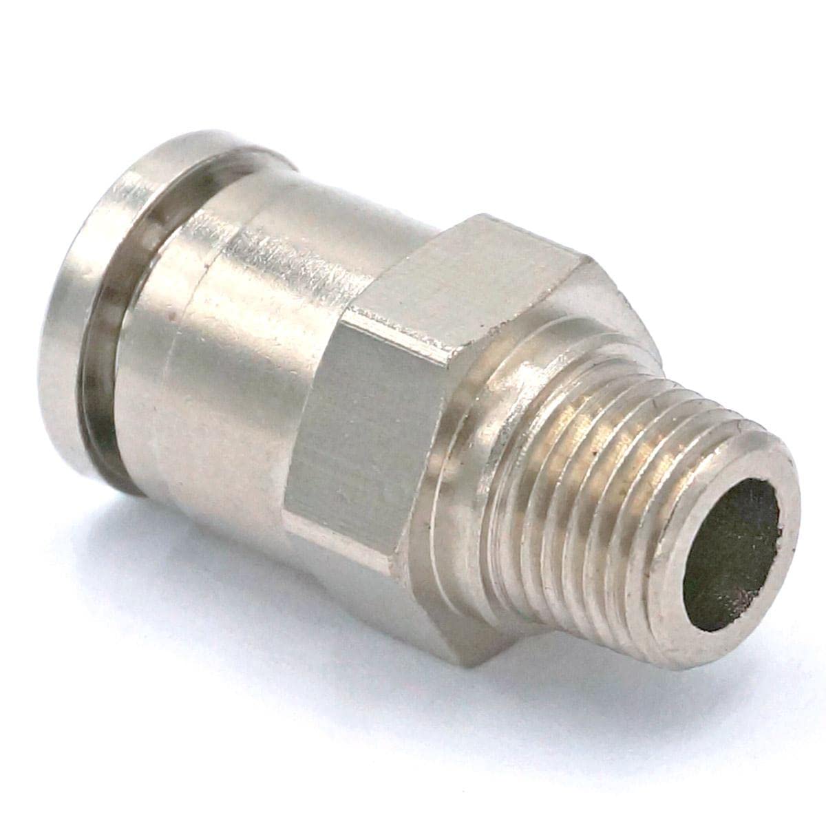 Connettore a innesto pneumatico da 0,3 cm maschio per tubo O/D da 8 mm in ottone nichelato a sgancio rapido per impianto idraulico