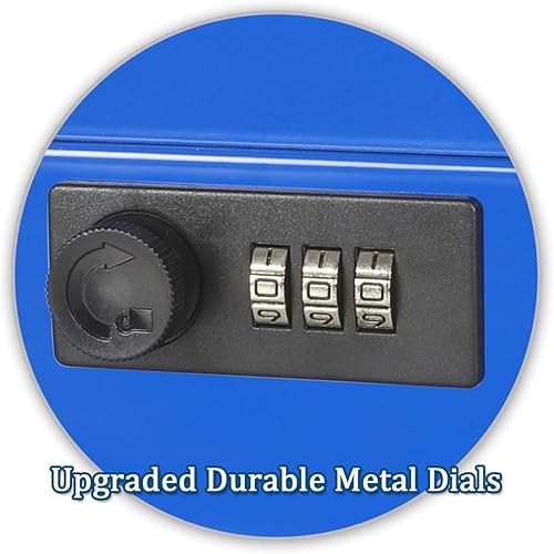 Vista 19 de Jssmst - Caja grande de seguridad para dinero con bandeja; caja con cerradura para dinero con cable de seguridad y cerradura de llave, de metal