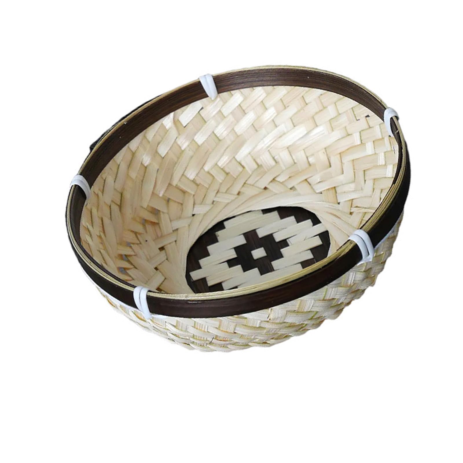 Round Storage Basket with Lid, Hand Woven Bin Decorative Container for Snacks, Towels, Plant, with Lid