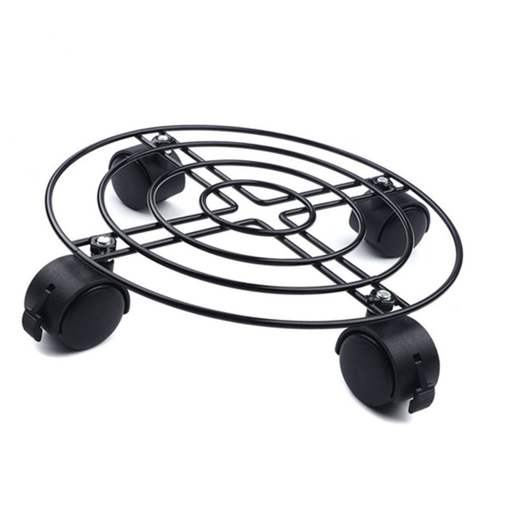 Beisaqi Heavy Duty Plant Caddy with Wheels Iron Plant Stand Garden Pot Mover On Wheels Round Flower Pot Rack Planter Trolley