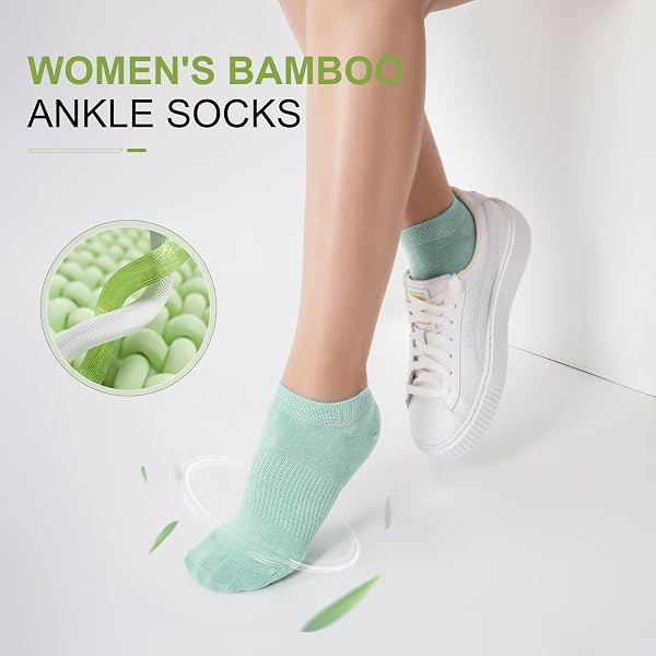 Ankle Socks Women, 5 Pairs Bamboo Low Cut Ladies Trainer Socks, Breathable Seamless Short Summer Thin Socks - 3
