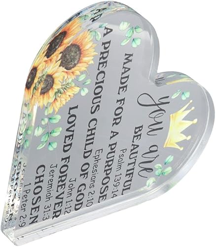 Miniatura 6 de Christian Gifts - Pisapeles acrílico transparente, decoración en forma de corazón, regalos espirituales de aliento para mujeres