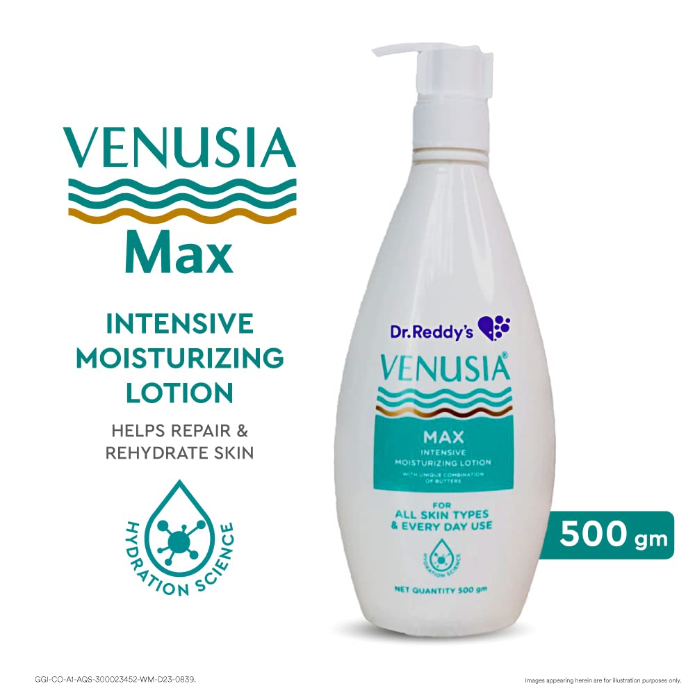 Dr. Reddy’s Venusia Max Intensive Moisturizing Lotion | Paraben Free Body Lotion For Dry Skin | Moisturizer Infused With Shea Butter & Cocoa Butter | 500g