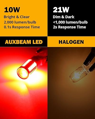 Miniatura 3 de Auxbeam 7440 7443 - Bombillas LED rojas brillantes para luces traseras T20 7441 7444, kit de repuesto para luces de freno de parada, 33 chips LED