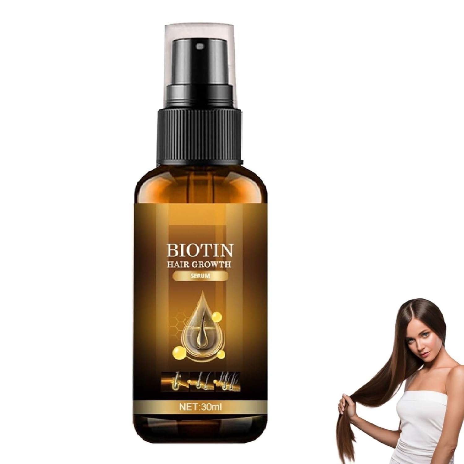 Serum de Crecimiento del Cabello,Spray de Crecimiento del Cabello de Biotina,Biotin Hair Growth Serum,Biotin Hair Oil,Estimulador Crece Pelo,para Anticaida de Cabello y Crece Pelo Hombres Mujeres,30ML