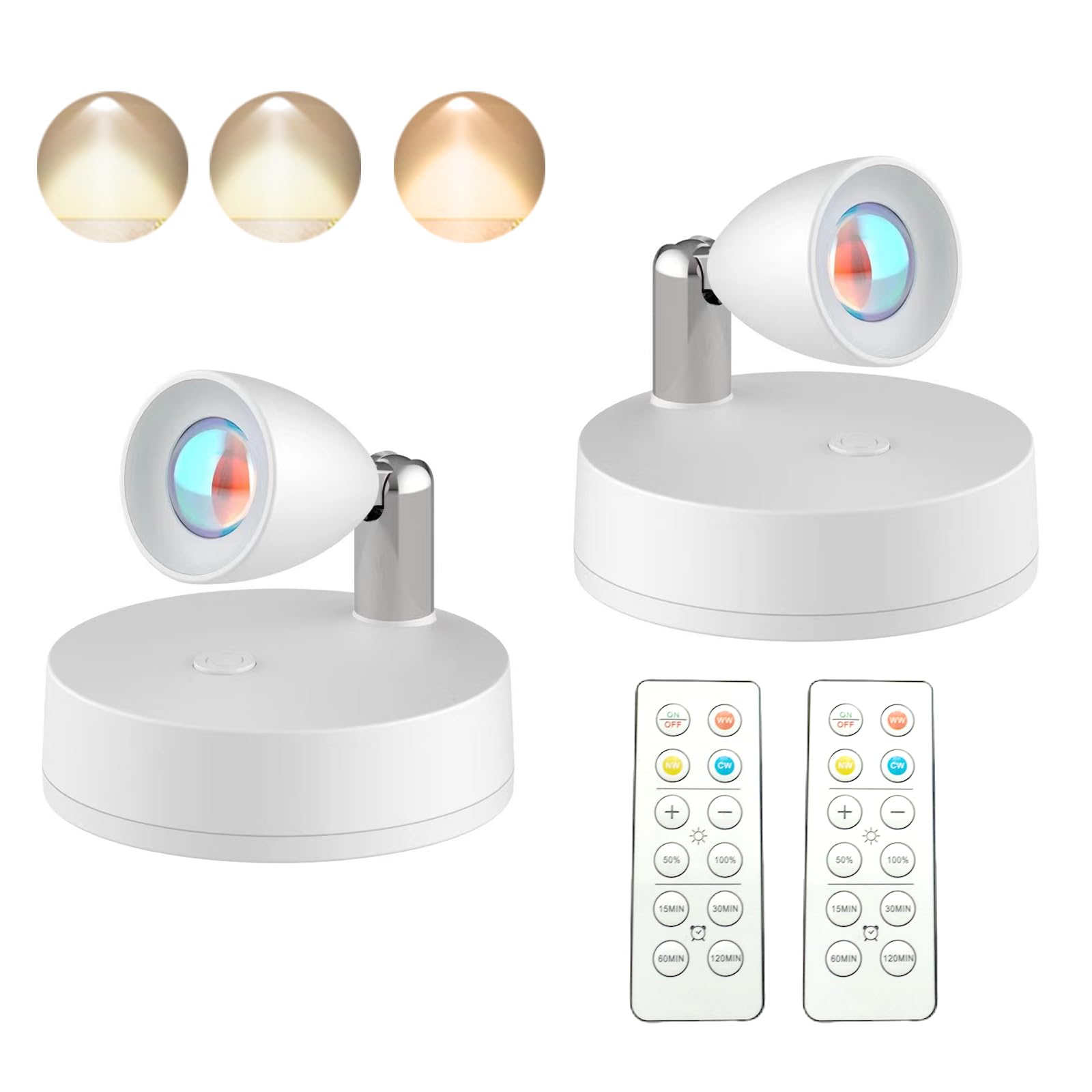 MIOBLUE Battery Powered LED Spotlight,Indoor Uplighting, Wall Picture Lights, Puck Lights with Remote, Plants Spot Light, Display Lights for Dartboard Paintings Portrait Artwork