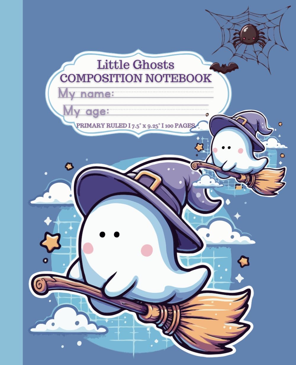Composition Notebook: Handwriting & Drawing Story Journal I Primary Ruled I for Kids & Students I Grades Pre-K and K-2 I Little Kawaii Ghosts I 100 Pages I 50 Sheets I 7.5" x 9.25"