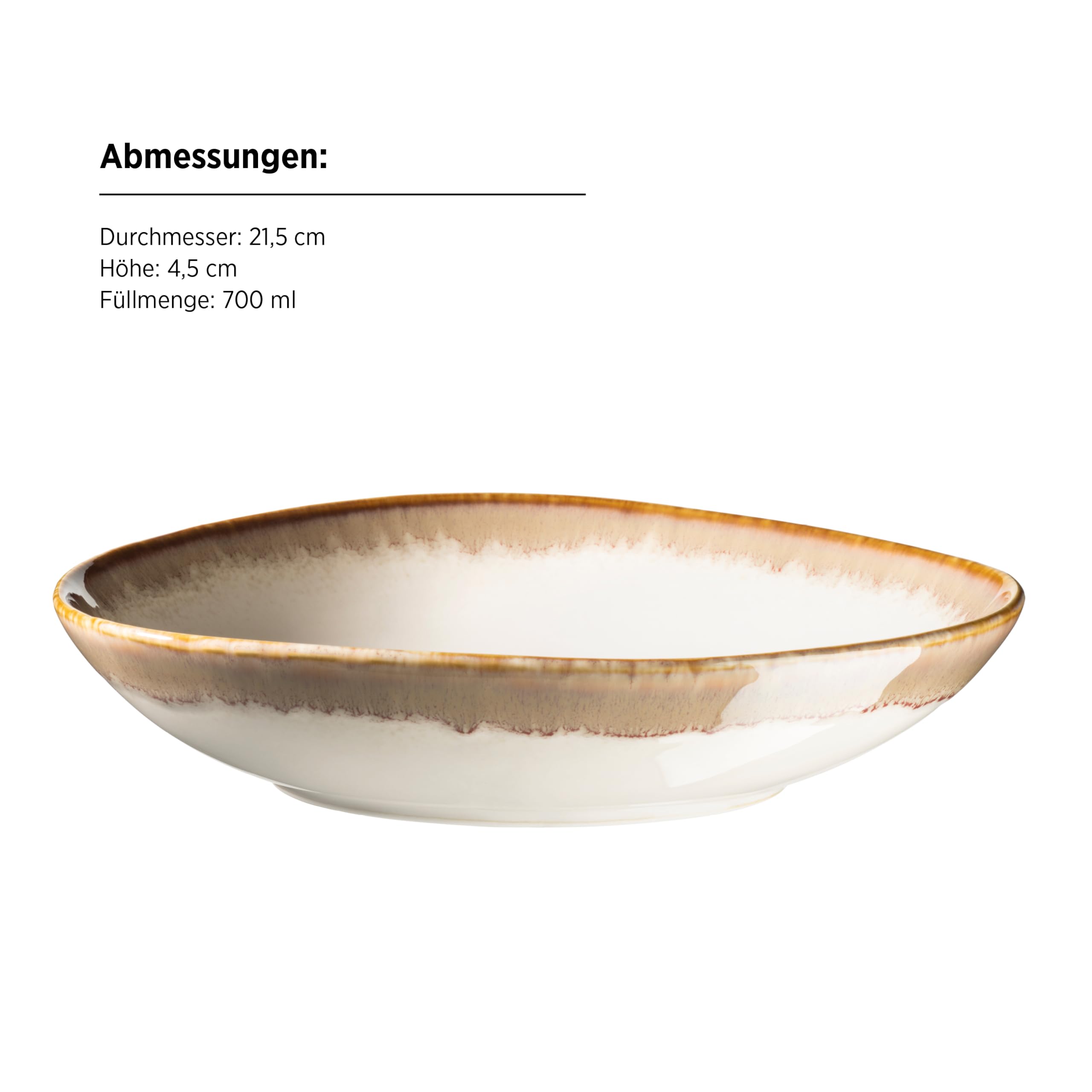 MÄSER 931991, La Sinfonia, Modernes Geschirr Set für 4 Personen mit einzigartiger Formgebung und Farbverlauf von Beige zu Cremeweiß, 16-teiliges Kombiservice im Vintage Look, Steinzeug