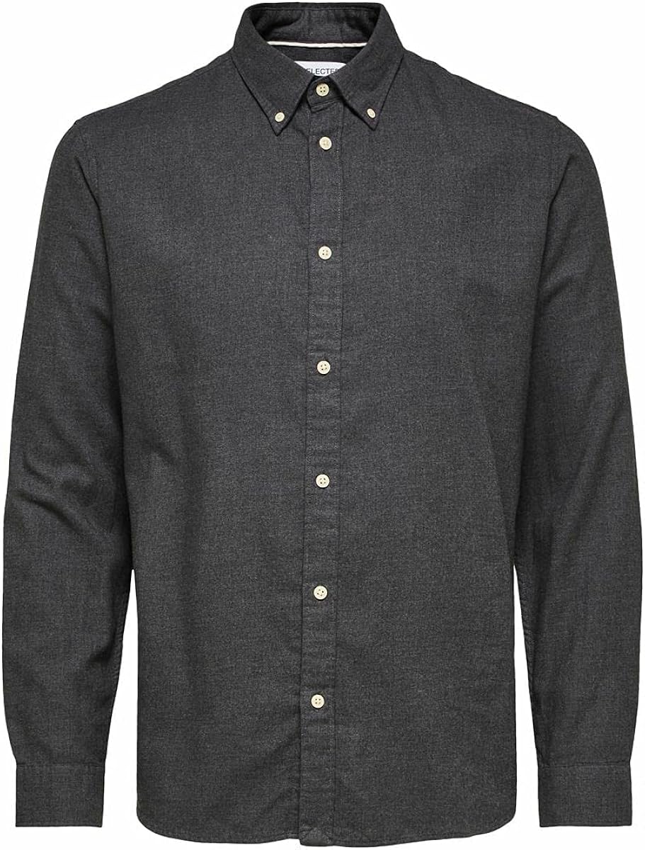 SELECTED HOMME WHITE Slhslimflannel LS W Noos-Camiseta Camisa para Hombre
