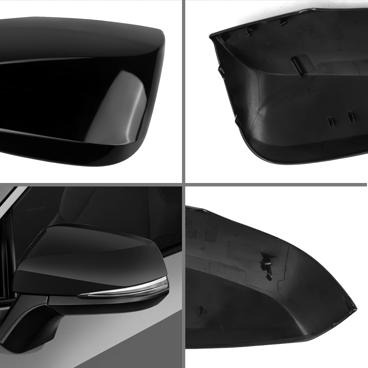 Direct Replacement Black Left Driver Side Mirror Cover for 2019-2025 Toyota RAV4 XLE XSE and Limited Hybrid with Turn Signal Light Model, Directly Replace Style, Not Sticker Style